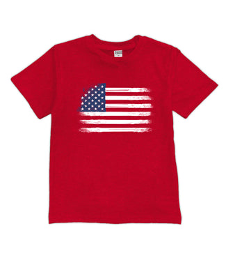 Red Distressed American Flag Tee