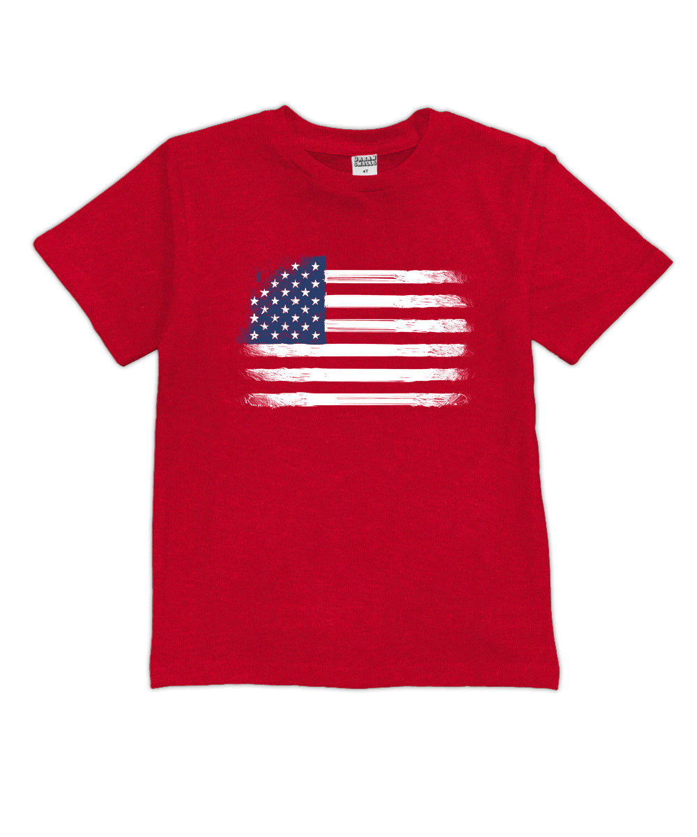 Red Distressed American Flag Tee