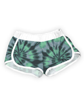 Gray and green tie-dye dolphin shorts