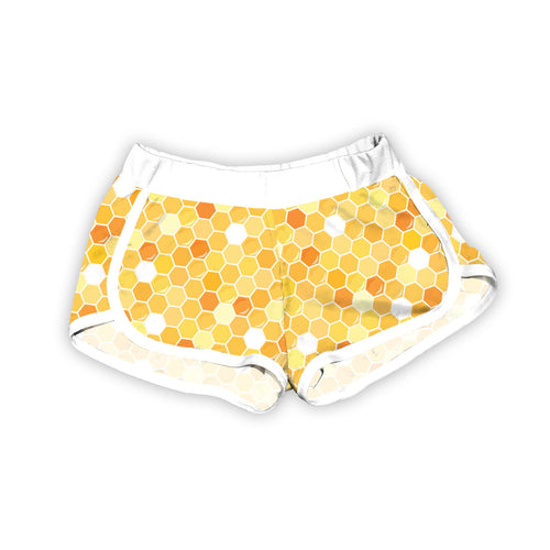 Honeycomb yellow and white dolphin shorts
