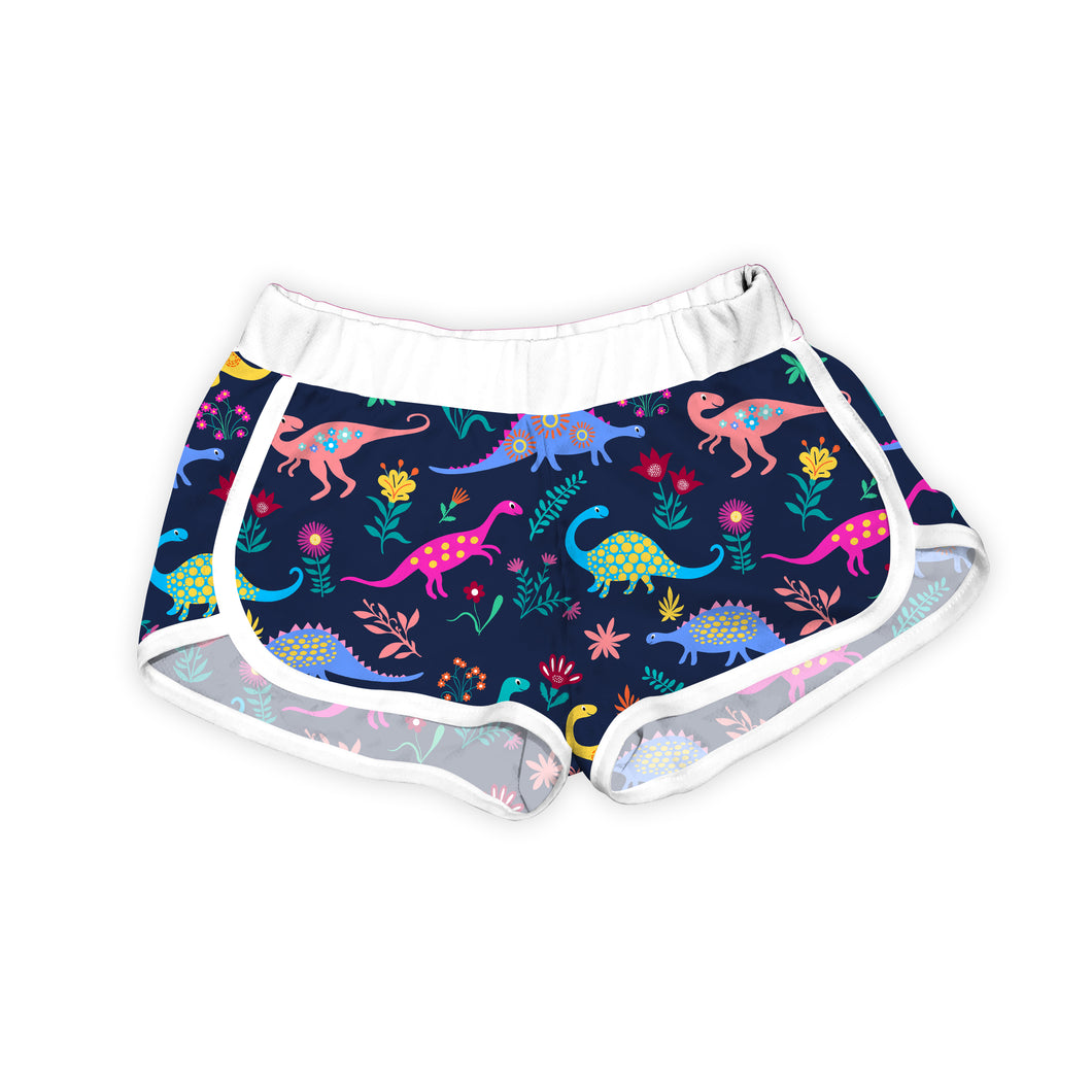 Navy and white dinosaurs pattern dolphin shorts