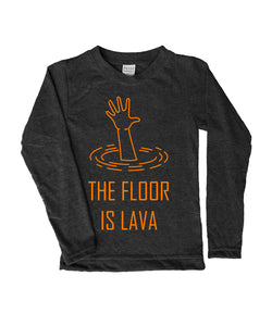 The floor is lava charcoal long-sleeve graphic tee